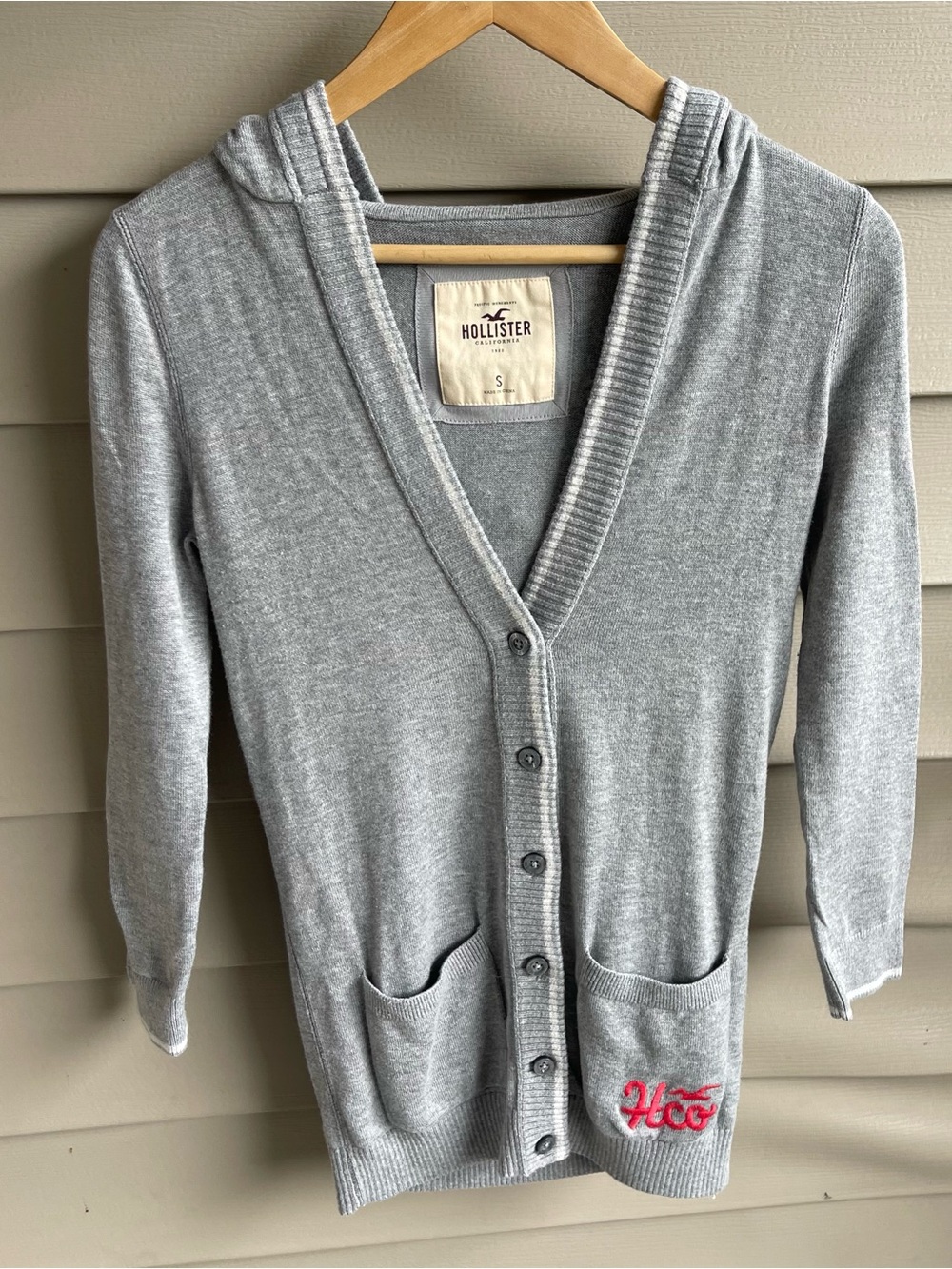 Vintage Hollister Y2K Womens Hooded Fitted Cardigan Long Hco Size S